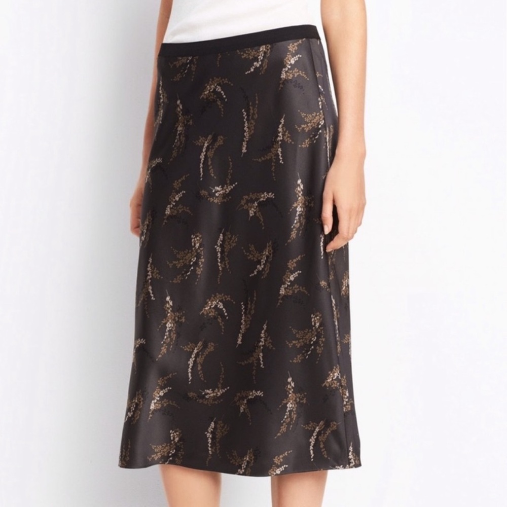 Vince floral silk skirt